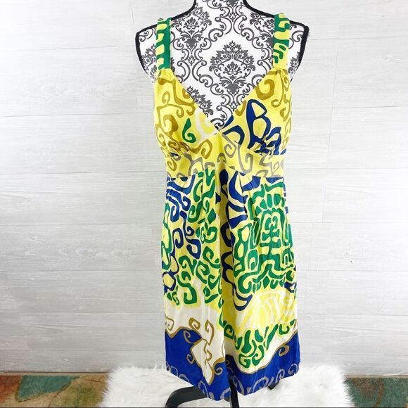 Tibi Fit & Flare Swirl Multicolor Silk Dress - Picture 1 of 10